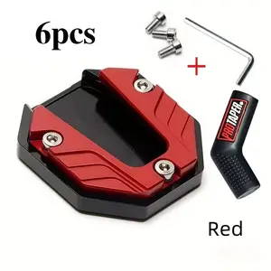 Motorcycle 6-Piece Support Pad Set, Anti-Slip Side Support Pads, Aluminum Alloy Footrest Plate, Durable Large Auxiliary Kick Block