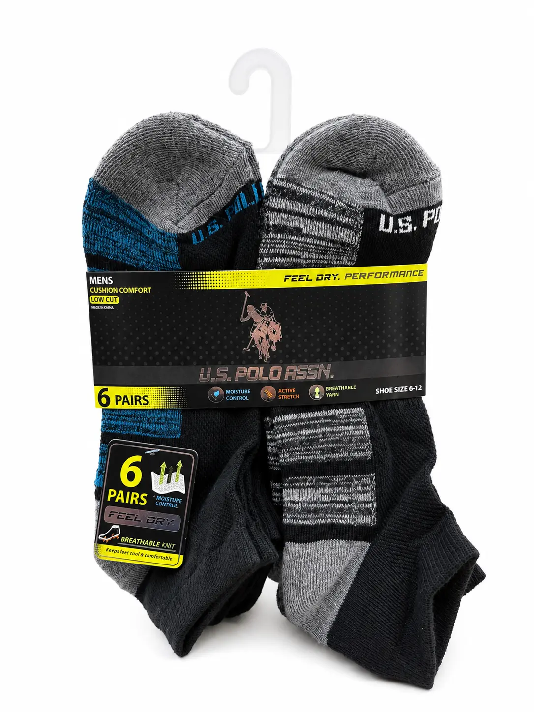 MULTICOLOR PLAID U.S. Polo Assn. Men's Socks 6PACK 6-12