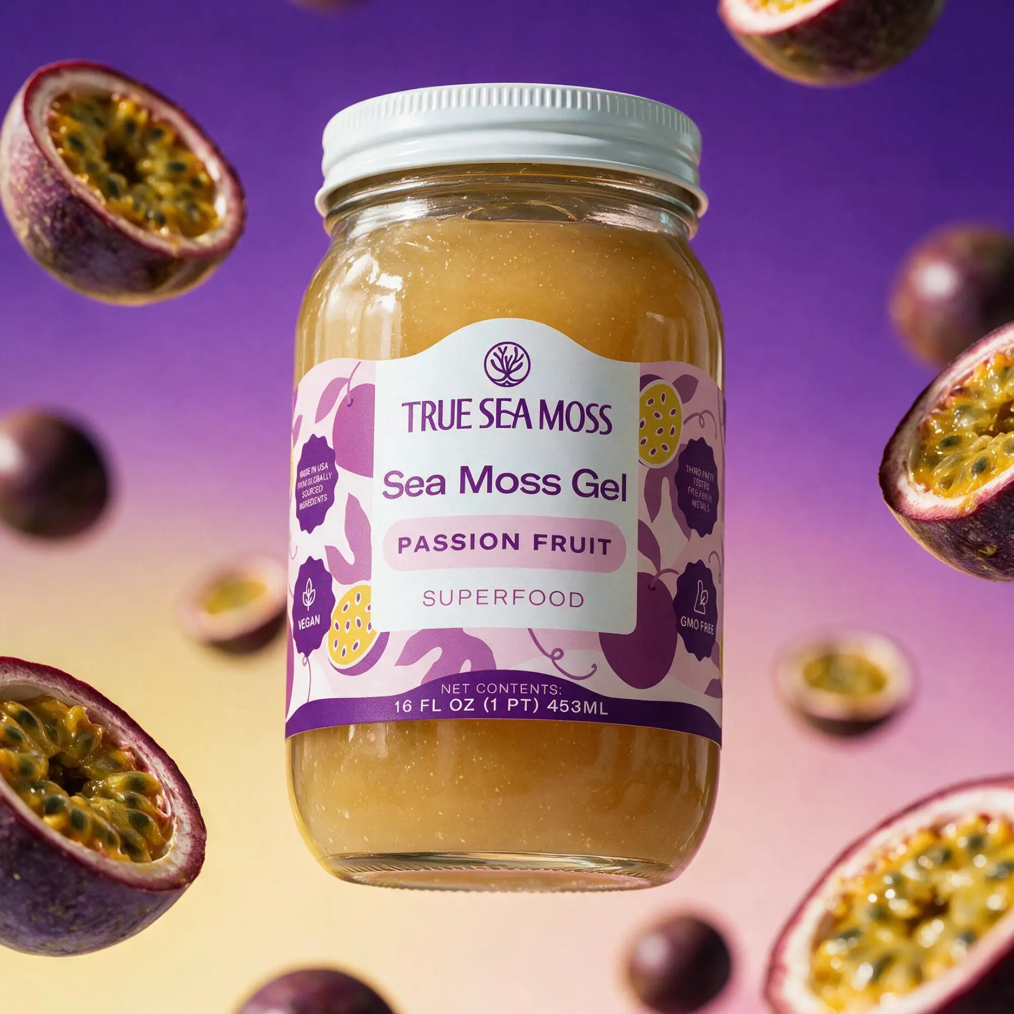 True Sea Moss Passion Fruit Irish Sea Moss Gel – Rich in Essential Minerals & Vitamins – supports overall vitality