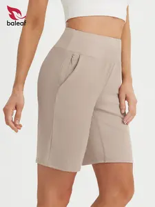 BALEAF Women's Bermuda Shorts 9" Knee Length High Waisted Long Shorts with Zipper Pockets Golf Shorts for Women Walking Travel Athletic Running Hiking Workout
