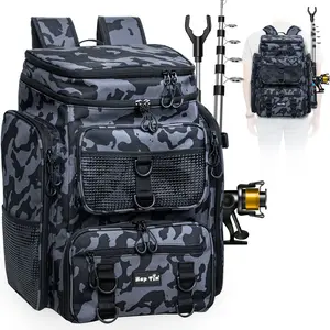【Spring Fishing Season】 Hap Tim 42L Fishing Tackle Backpack Dual Rod Holders Fishing Gear Equipment Accessories Bag for Organised with Removable Board Multi-Pocket #TikTokShopHolidayHaul