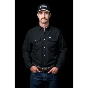 CORE - Men's Black Long Sleeve Pearl Snap Shirt