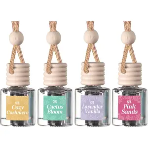 Hanging Car Air Freshener, Fragrance Oil Diffuser with Essential Oils, Long Lasting Aromatherapy for Automobiles - 4 Pack, Floral