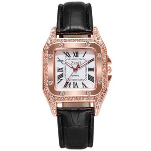 Women's Korean Geometric Square Diamond Rhinestone Roman Numeral Belt Watch - Bling, Crystal-Studded, Dressy, Fashion Quartz Watch, Bling Quartz Watches, Crystal-Studded Quartz Watches