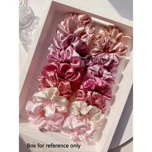 16 Pcs Satin Scrunchies for Women, Ultra-Soft Elastic Hair Ties, Solid Color Hair Bands for Ponytails, Buns, Everyday Use, Hair Accessories Set