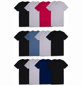 Men's Ever Soft Cotton Stay Tucked Crew T-Shirt - Short Sleeve Round Neck, Casual Collar Black Day, 12 Pcs Set Menswear Top