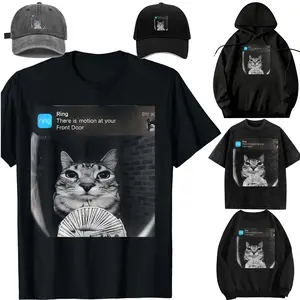DIY-Unisex-Hoodie-cap-kid-Ring Cat with Motion Meme T-Shirt