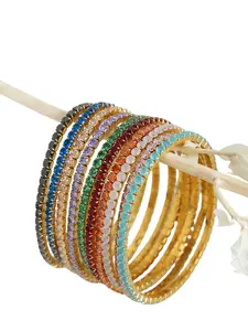 Stainless Steel Diamond Tennis Bracelet for Women, Stackable Bracelet, Multi-Color Options, Perfect Holiday Gift, Everyday Wear Jewelry Accessory, Trendy Stack Bangle