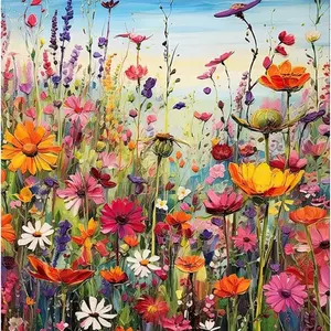 Wildflower Paint by Numbers Kit for Adults – 16x20 Canvas Flower Painting for Home Wall Decor