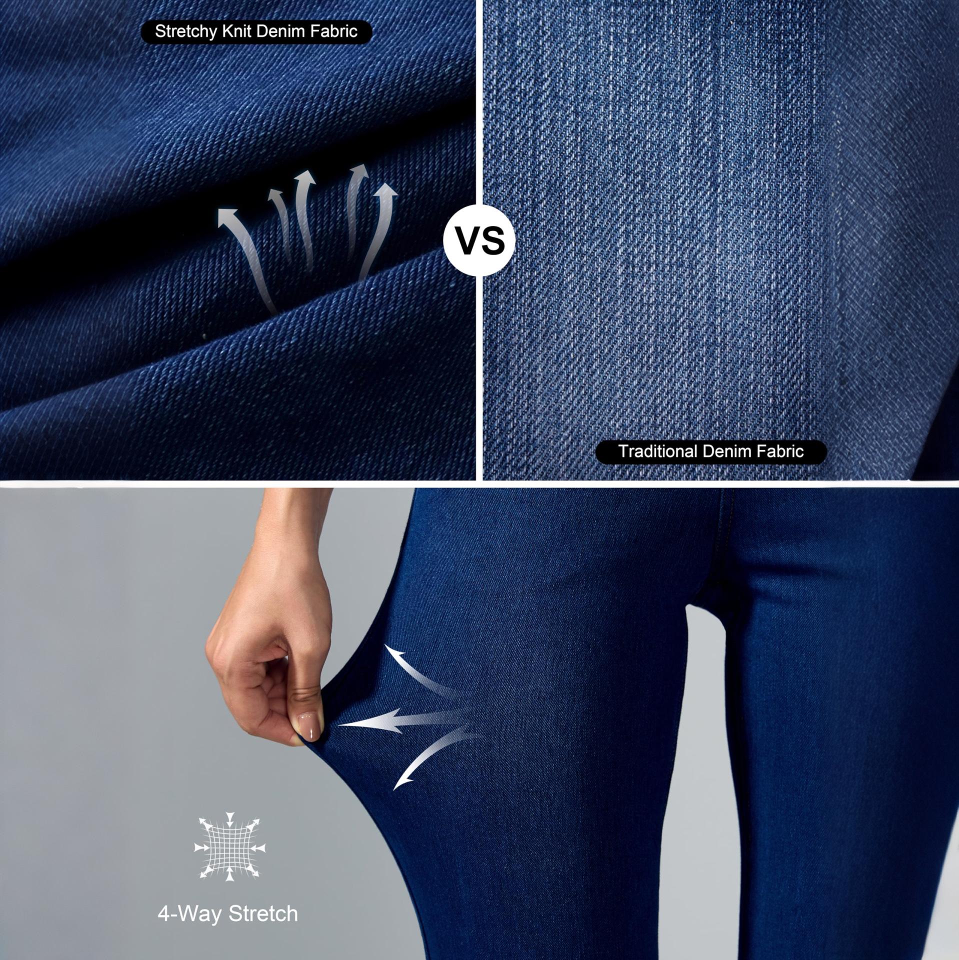 Women's Minimalist Basic Stretchy Crossover Elastic Waist Pull-On Flare Jeans with Pockets, Sport Outdoor Yoga Denim Jeggings