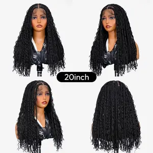 SuperNova 20inch Full Lace Braided Wig Synthetic Hair Natural Hairline Lightweight Glueless Comfortable Beginner Friendly Style 13x7 Hand Tied Lace Front