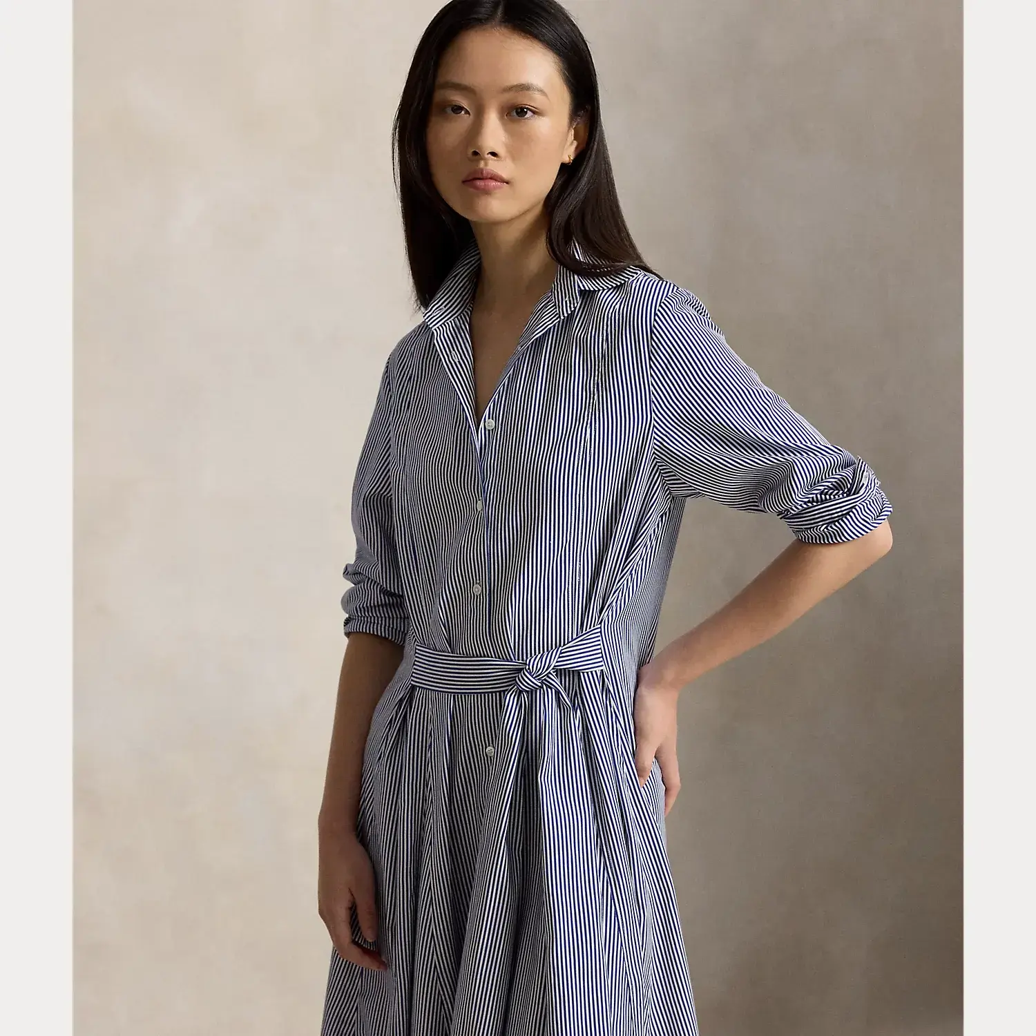 Polo Ralph Lauren - Striped Cotton Tie-Waist Shirtdress