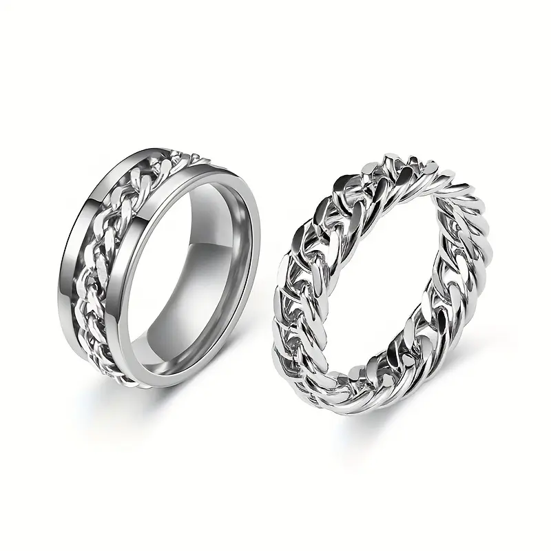 Men's titanium steel ring bottle opener with rotatable pressure reducing ring and chain