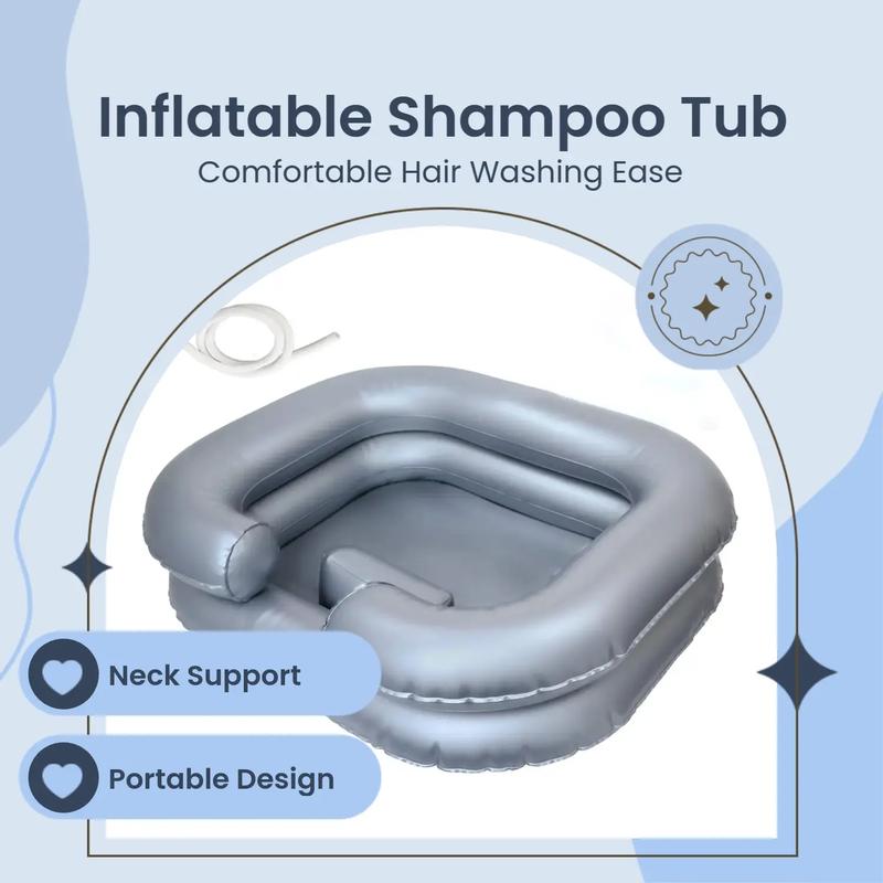 Inflatable Hair Washing Shampoo Basin, 1 Count Multifunctional Portable Hair Washing Basin with Neck Support Pillow, Bathroom Accessories, Home Supplies for Bathroom