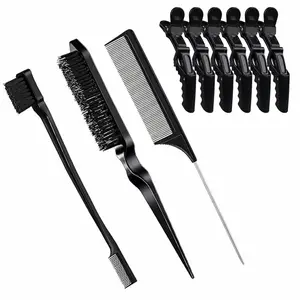Hair Styling Comb Set, Hairdressing Tools, Detangling Brush, Tail Comb, Alligator Clip, Ideal for Salons and Beauty Shops