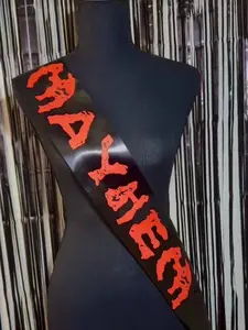 Mayhem Sash - Classic Black 4x72 Inches Print Handmade Tour Accessory for Fandom Showcasing