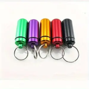 Outdoor Medicine Bottle, Aluminum Alloy Keychain Hanging Bottle, Mini Waterproof Small Medicine Can, Portable First Aid Pill Bottle, Sealed Can Bottle, Canister, Plastic Canister Jar