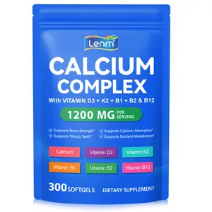 Calcium Complex Supplement with D3, K2, B1, B2 & B12 | Supports Bone Strength and Healthy Teeth | Easy to Digest | for Men & Women 300 softgels