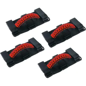 4 x Roll Bar Grab Handles Grip Handle For Jeep Wrangler CJ,YJ,TJ,JK,JKU,JL,JLU & Gladiator JT 1955-2023, Interior Accessories, Black & Red