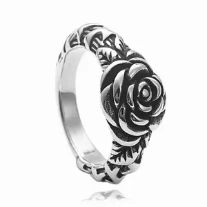 Vintage Rings, Nostalgic Rose Stainless Steel Ring, Daily-Wearing Fashion Accessory