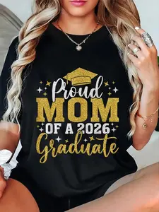 100% Cotton Proud Mom Of A 2026 Senior Graduate Graduation T-Shirt