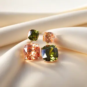 Swyii Flip-Colored Gemstone Double Station Earrings for Women, Non Tarnish,  Valentine's Gifts for Her, Birthday Gifts, Holiday Deals, New Year, Party Glam Jewelry, High Quality