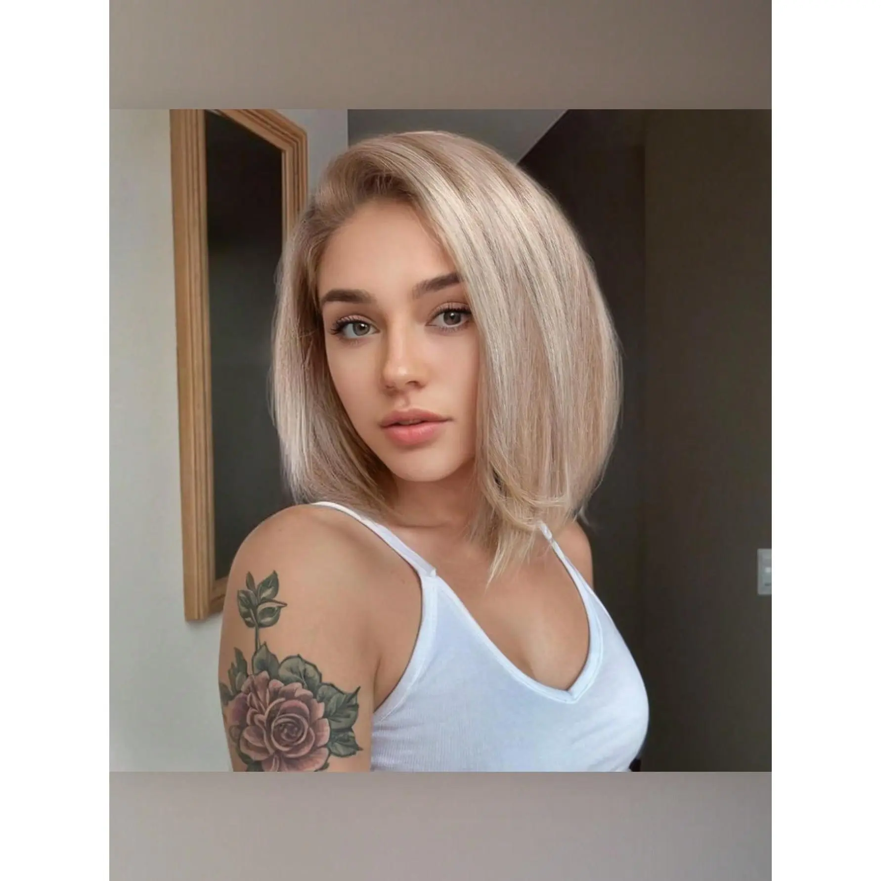 ALOT Alot Hair 13x4 Lace Front Ash Blonde Bob Straight Wig Soft Bob Human Hair Pre Plucked With Baby Hair 150% Density 12Inch Short Straight 13*4 Bob Wigs For Women