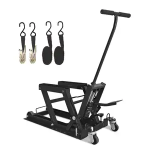1500 lbs Hydraulic Motorcycle Lift Jack, Scissor Lift Table with 4 Casters, Portable ATV & UTV Foot-Operated Hoist Stand
