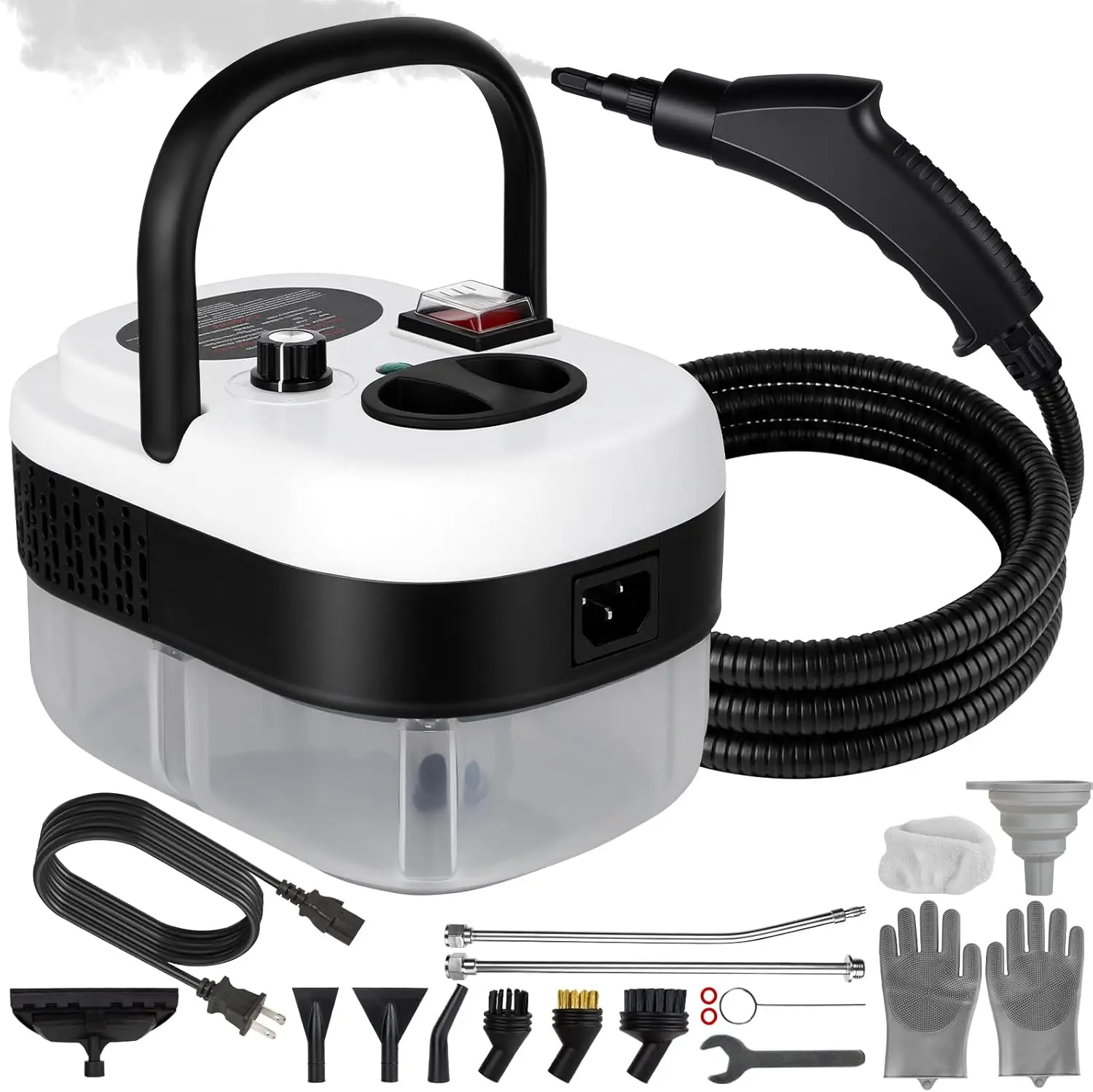 1500W 2500W System High-Pressure Handheld Steam Cleaner, Pressurized Portable 18-Piece Kit with Nylon & Brass Brushes, High-Pressure Sprayer for Home Deep Cleaning, Deep Cleaning Car - Natural & Safe