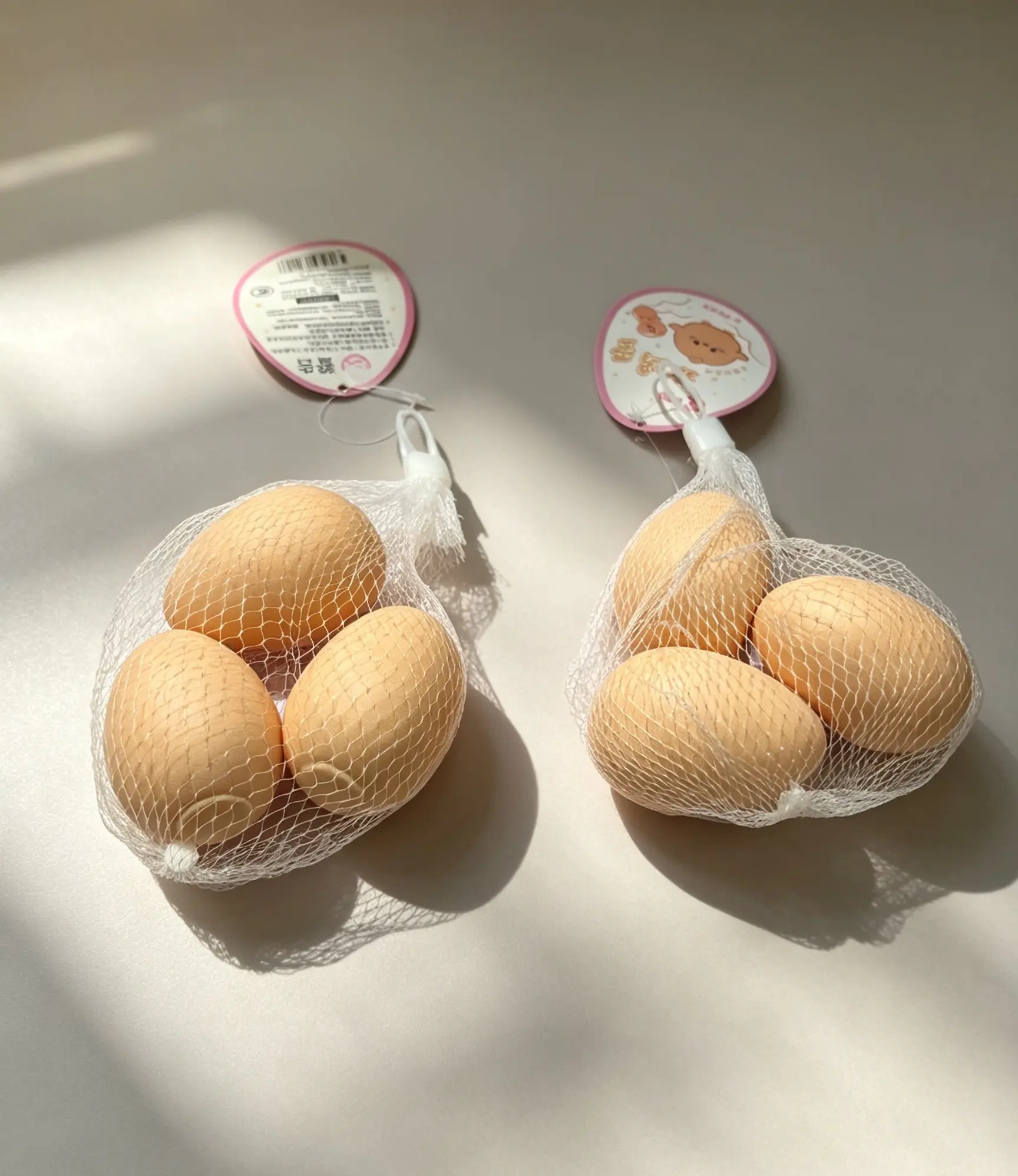 Egg Squishy Fidget Toy with Net Bag, Soft Stress Relief Squeeze Toy, Perfect Gift for Adults & Kids