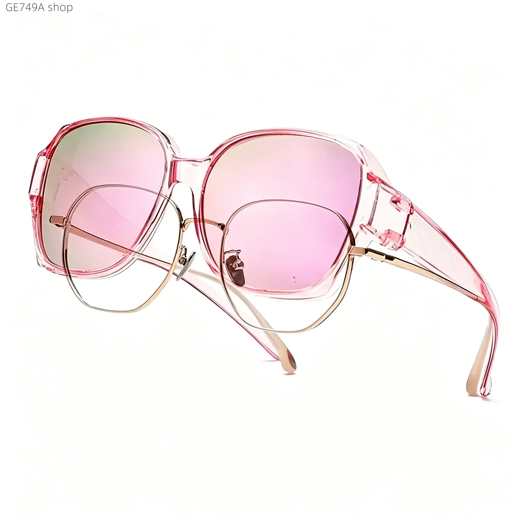 2026 Trendy Oversized Fit Over Polarized Sunglasses, UV400 Anti Glare Geometric Frame, Lightweight Flexible Eyewear Fit Over Prescription Glasses for Driving Outdoor Daily