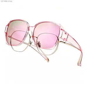 2026 Trendy Oversized Fit Over Polarized Sunglasses, UV400 Anti Glare Geometric Frame, Lightweight Flexible Eyewear Fit Over Prescription Glasses for Driving Outdoor Daily