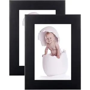 2 pack 35x5 black picture frames made of solid wood and high definition for wall decor or table stand top black picture frame display 35 by 5 frame vertically or horizontally as 5x35
