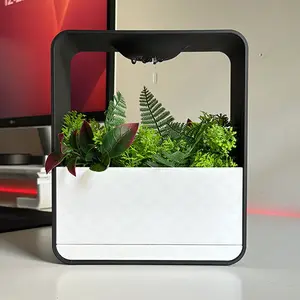 Minimalist Self-Watering Desk Planter – Cute Aesthetic Indoor Plant Pot with Drip Irrigation & Tray