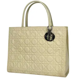 Pre-owned Dior canvas Tote Bags Christian Cannage Bege Bolsa Tote 4000030026892