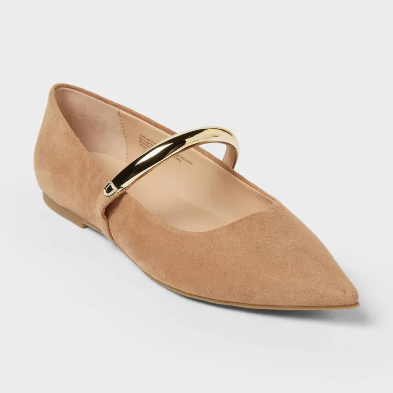 Women’s Cassidee Metal Mary Jane Flats with Memory Foam Insole – A