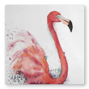 212 MAIN Splashing Flamingo Aluminium Metal Print Wall Art, 16x16 in, Artistic Home Decoration Artwork - Bedroom Gift Decor, Bedroom Decor, Lightweight