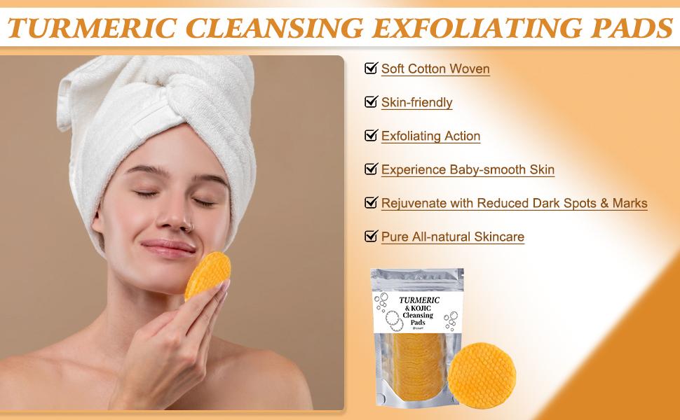 5Pcs Turmeric Wash and Care Three-Piece Set, Turmeric Facial Cleanser & Turmeric Soap Bar*3& Turmeric Face Scrub Pads, Face & Body Cleanser, Turmeric Cleansing Skincare Set, Deep Cleansing
