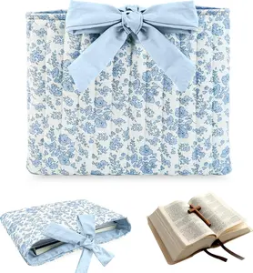 Bible Cover Case for Women with Blue Floral Design Elegant Bible Organizer and Carrying Case Perfect for Bible Study Accessories Christian Gift for Girls and Women