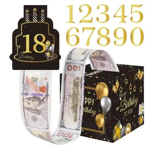 Gold Birthday Cash Draw Box, Surprise Explosion Gift Box for Boys Girls, Creative Money Gift for 18th Birthday Party Decorations, Unique Birthday Gifts