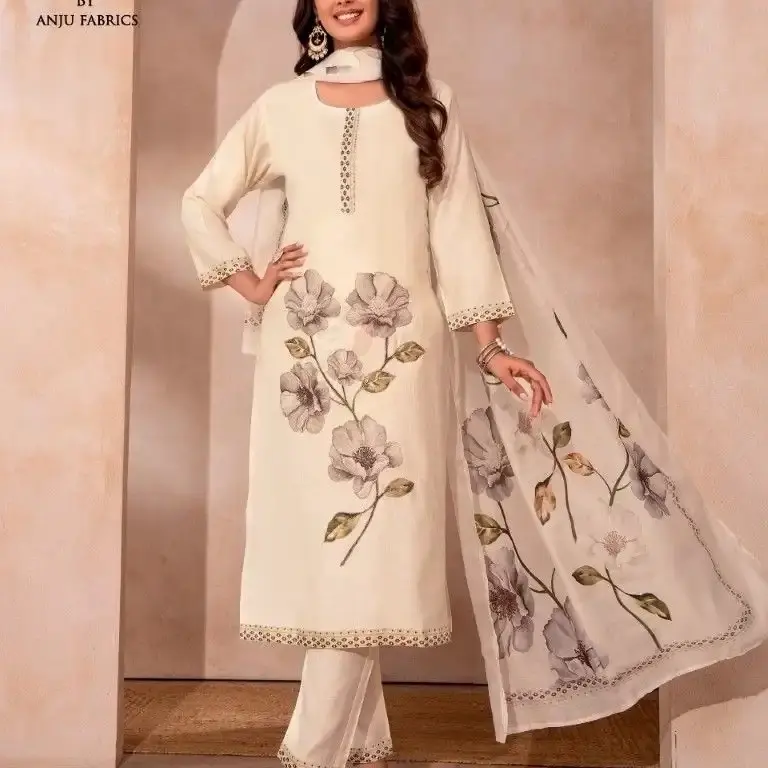 VETICAN SILK FANCY 3pcs Suit with Floral Embroidery and Elegance for Special Occasions