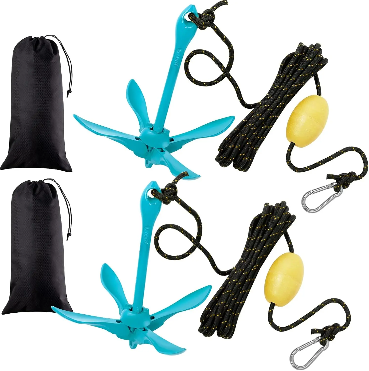 2 Pack Marine Kayak Anchor Kit Grapnel Anchor Kit Folding Grapnel Anchor Boat Anchor with Foldable Claw Kayak Fishing Accessories for Small  Kayak Canoes Motorboat Paddle