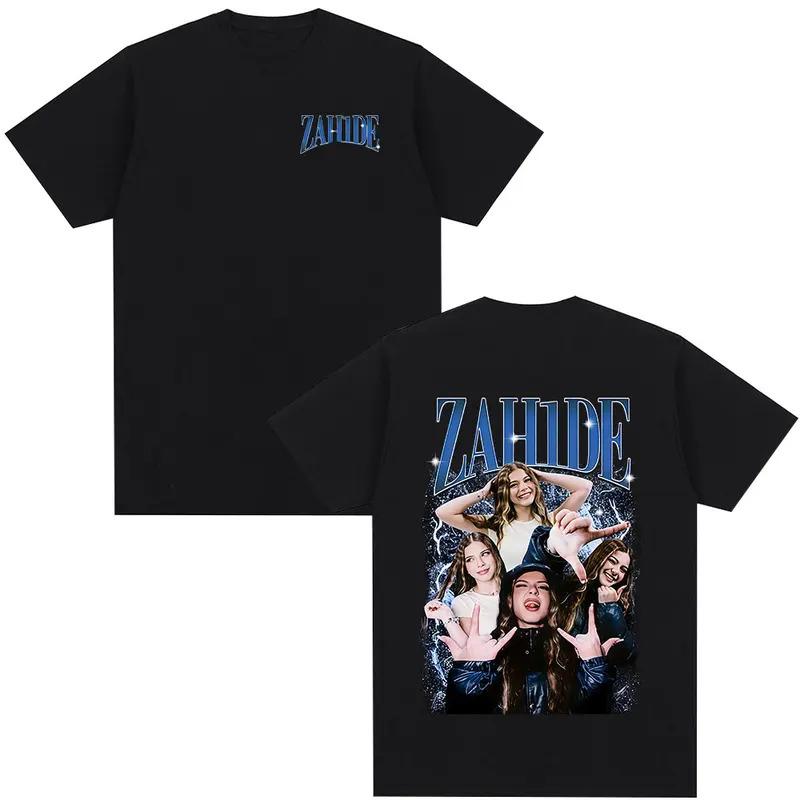 Zahide Merch Double-sided Print T-shirt Men Women Clothing Fashion T Shirts Summer Cotton Oversized O-Neck Short Sleeve T-shirts