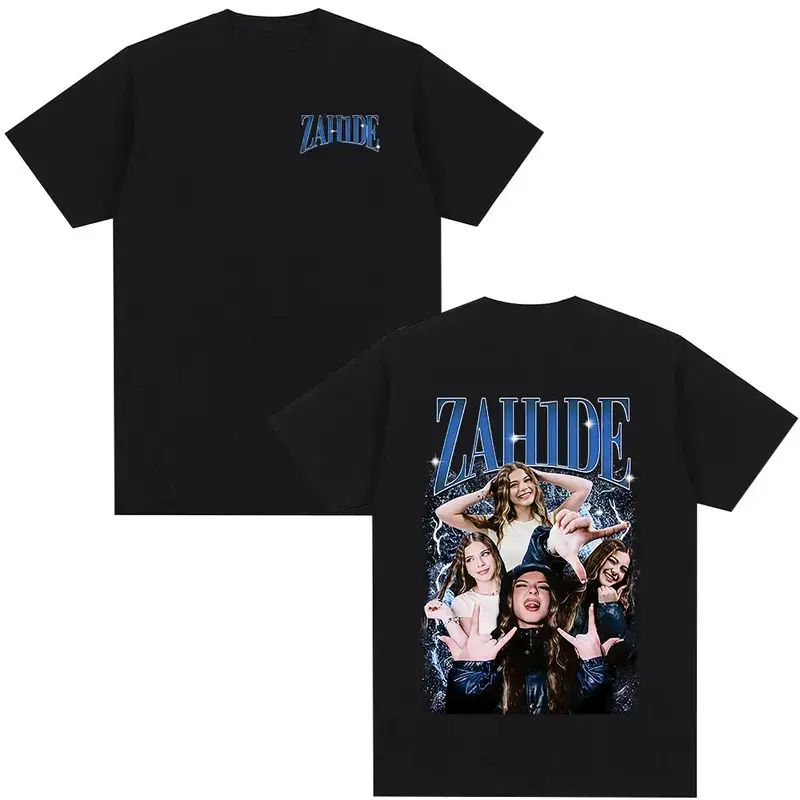 Zahide Merch Double-sided Print T-shirt Men Women Clothing Fashion T Shirts Summer Cotton Oversized O-Neck Short Sleeve T-shirts