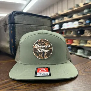Camo Rubber Patch 7 Panel Hat - Loden