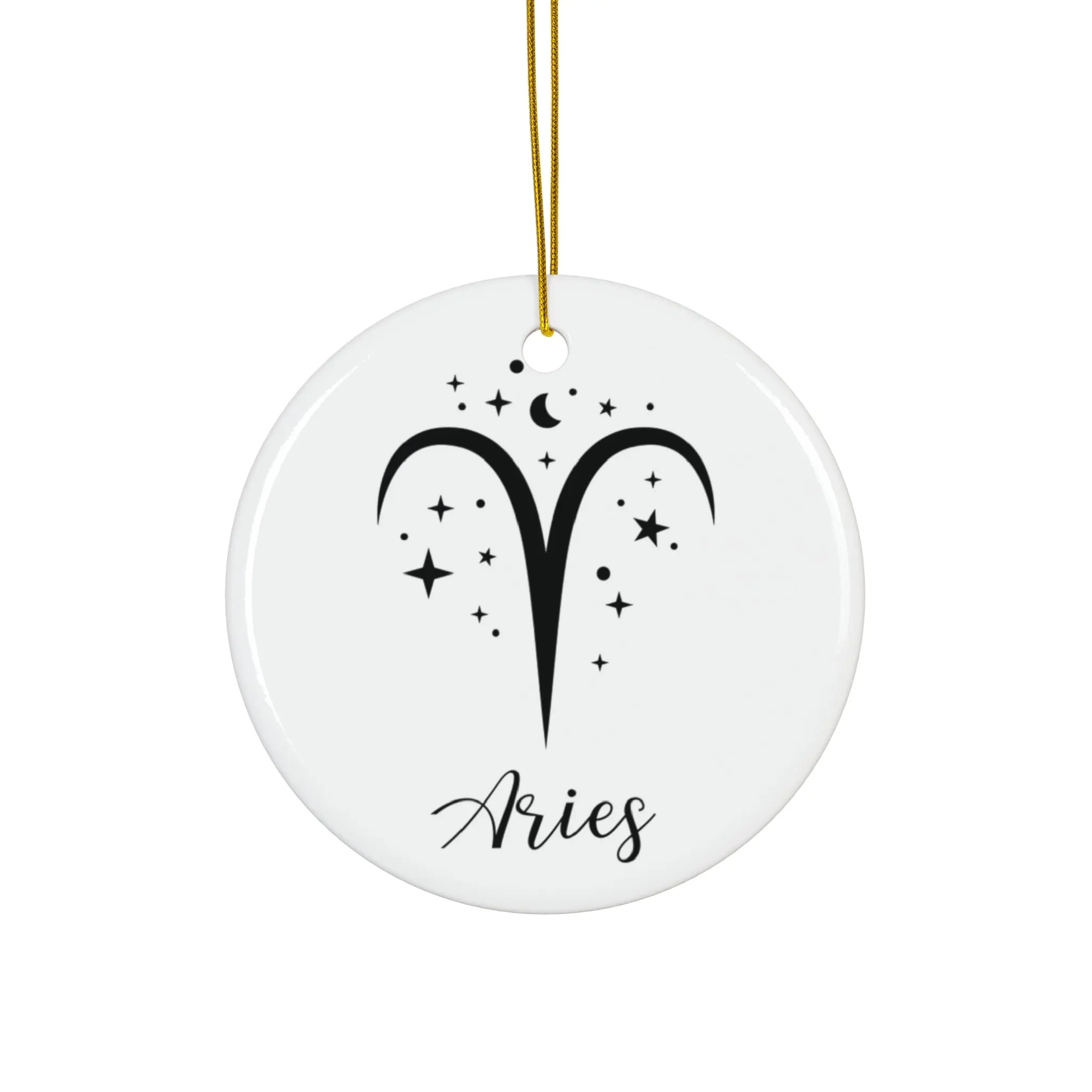 Aries Ceramic Ornament — Zodiac Star Sign Holiday Decoration