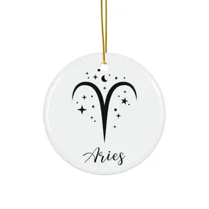 Aries Ceramic Ornament — Zodiac Star Sign Holiday Decoration