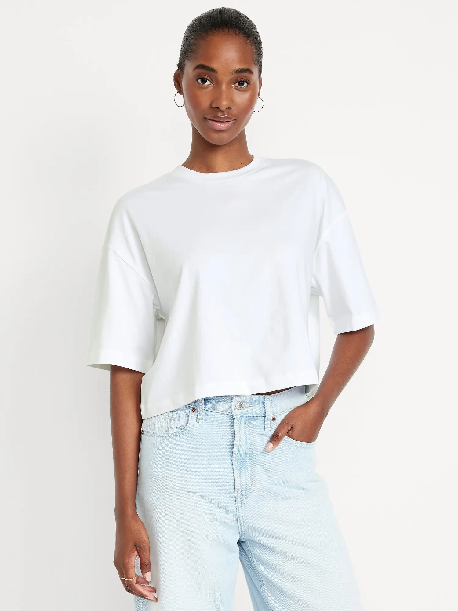 Old Navy Women's Vintage Crew-Neck Oversized Crop T-Shirt Old Navy Women's Vintage Crew-Neck Oversized Crop T-Shirt