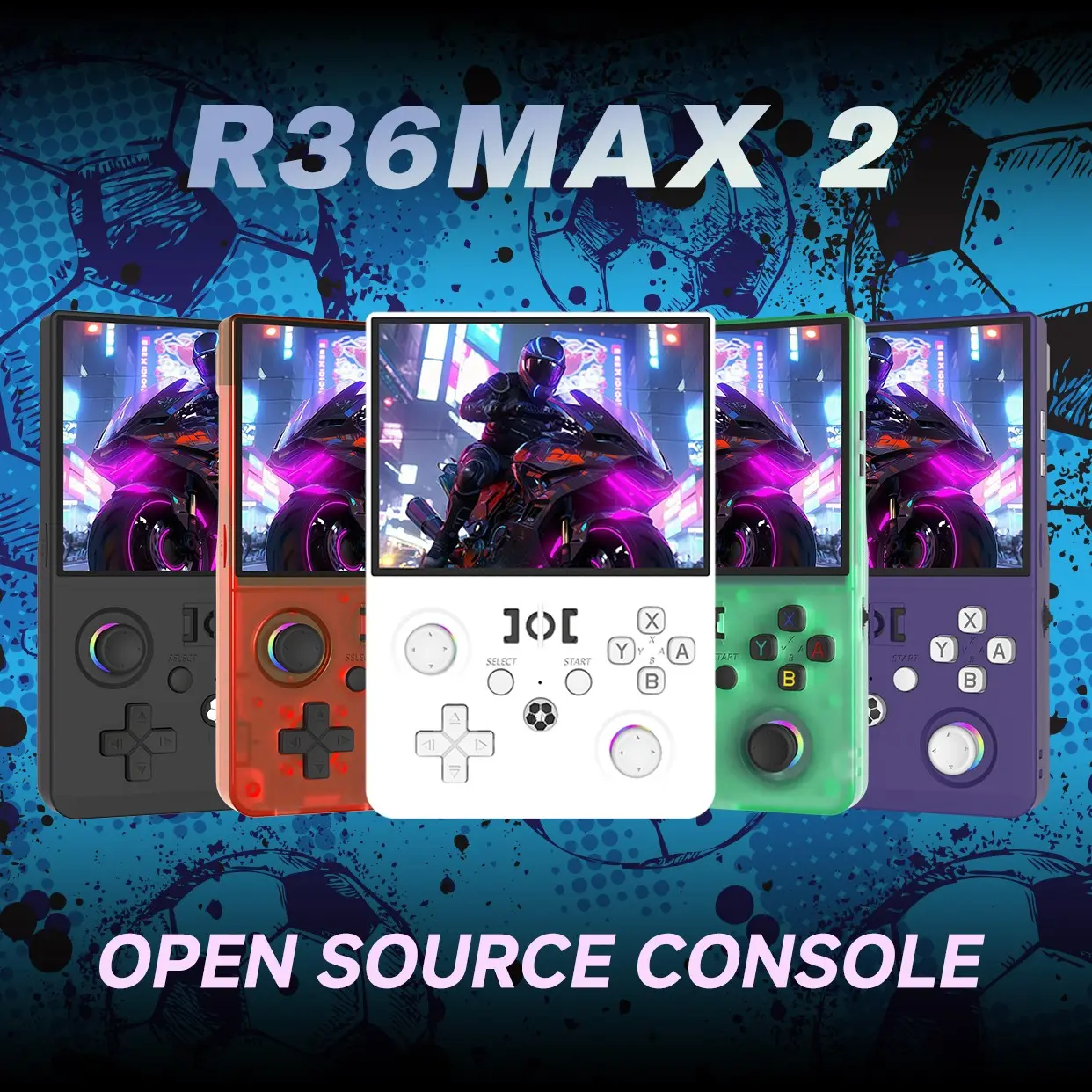 2026 New Handheld Cordless Portable Game Console R36max2, 4.5 Inch Large Screen WiFi Online Replaceable Joystick Vibration Handheld Gaming Console