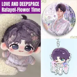 3pcs, Love and Deepspace Anime Plush Doll + Badge + Keychain, Collectible Stuffed Character Figure, Premium Soft Toy - Keychain Bag Car Charm, Desk Shelf Room Decor, Birthday Christmas Valentine Party Gift for Anime Fans Teens